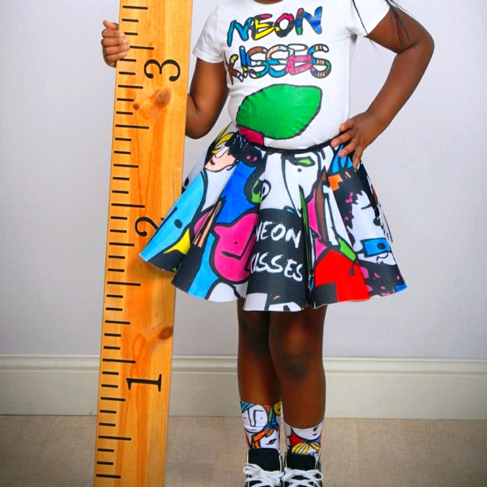 Neon Kisses Girls Skirt Set